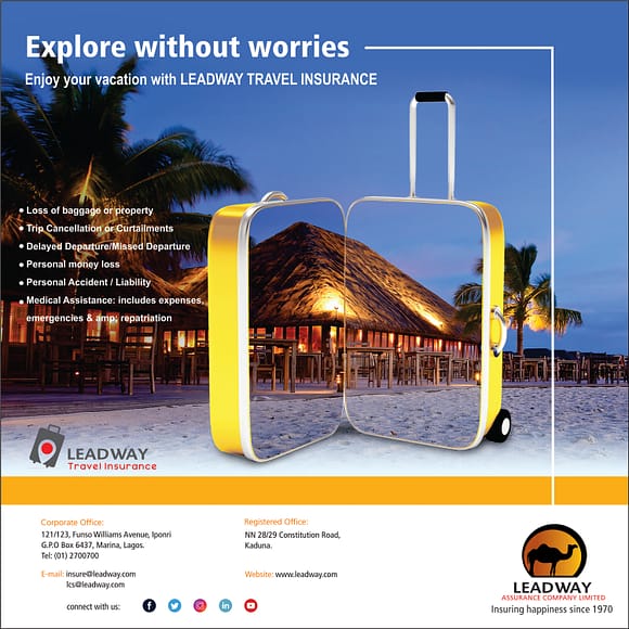 Advertisement for Leadway Travel Insurance